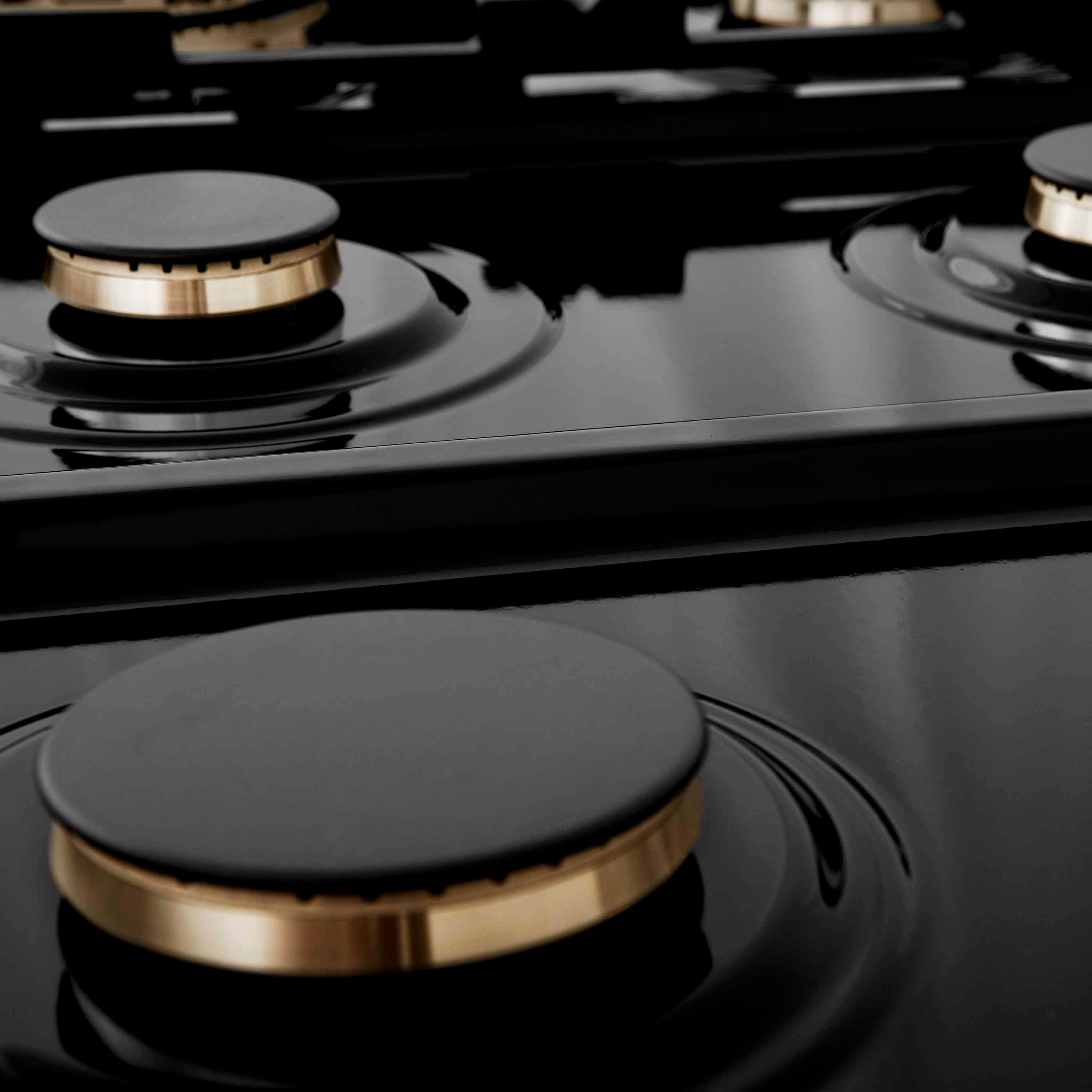 Back. ZLINE - ZLINE Autograph 36 in. Slide-In Classic Rangetop w/ 6 Burners in Stainless Steel & Champagne Bronze Accents - Stainless Steel.