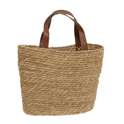 BreeBe - Woven Seagrass Tote w/Leather Handles - Natural