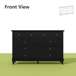 Famapy - 10 Drawers Chest Horizontal Dresser: Elevate Spaces with European - Style Elegance - Black
