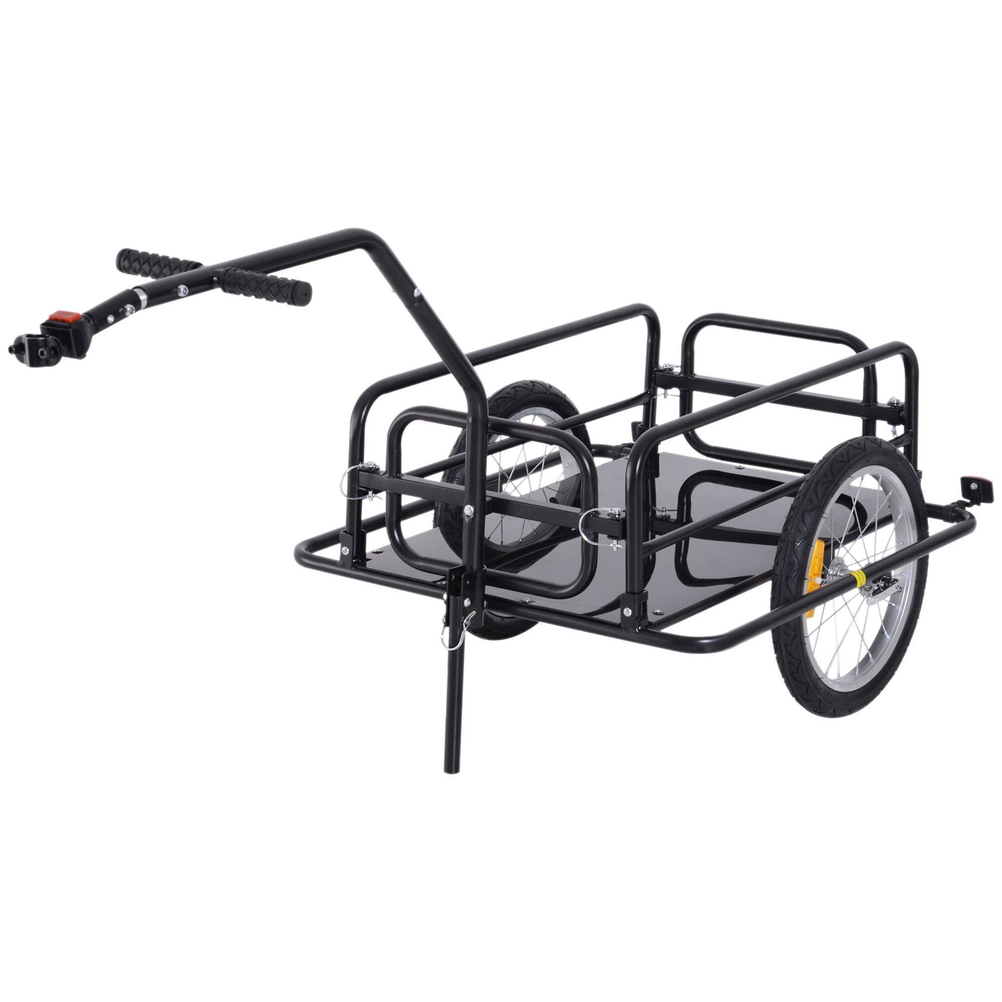 Alt View 7. Loheer - Loheer Foldable Bike Cargo Trailer with Hitch Steel Frame Bicycle Cart Black.