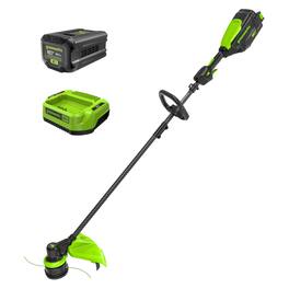 Greenworks - 80V 16" Brushless Cordless String Trimmer (Carbon Fiber), 2.0Ah Battery and Charger Included - Green
