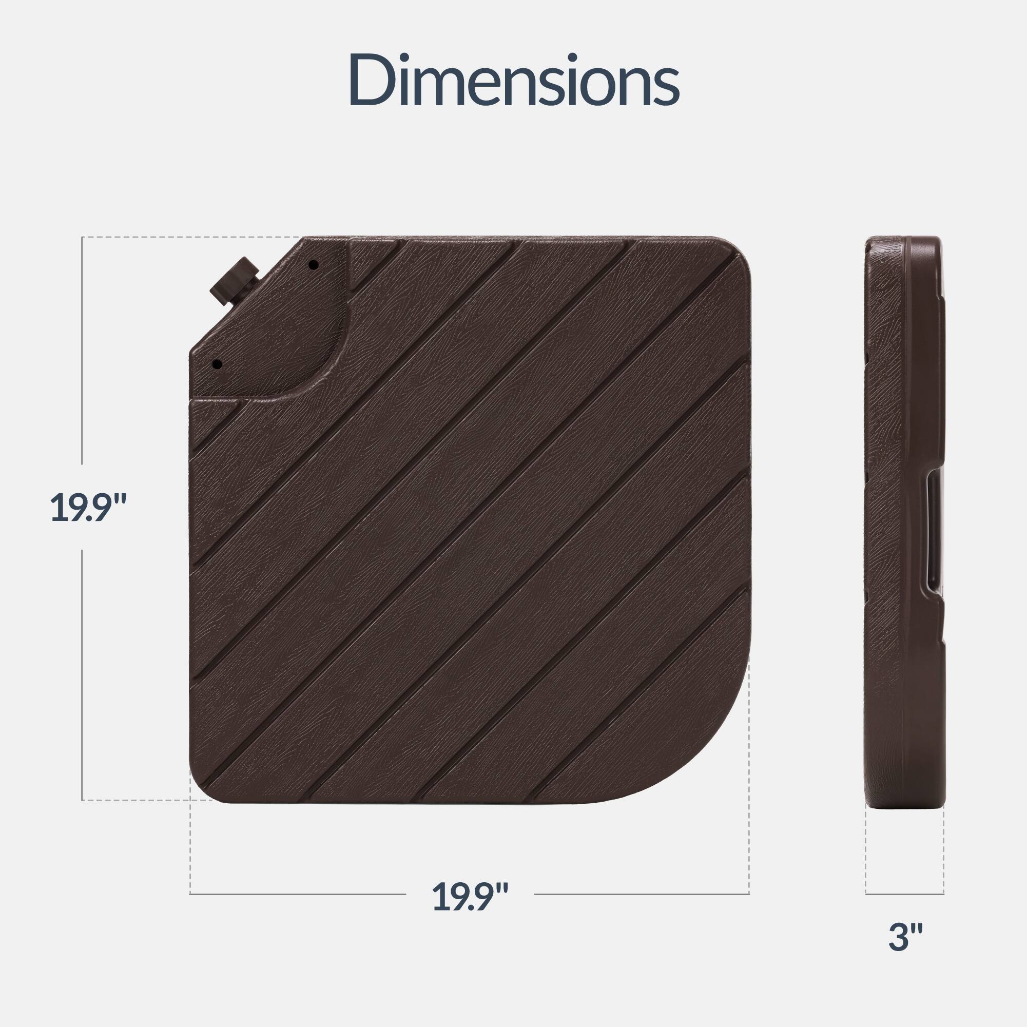 Dimensions: 19.9" x 19.9" x 3"