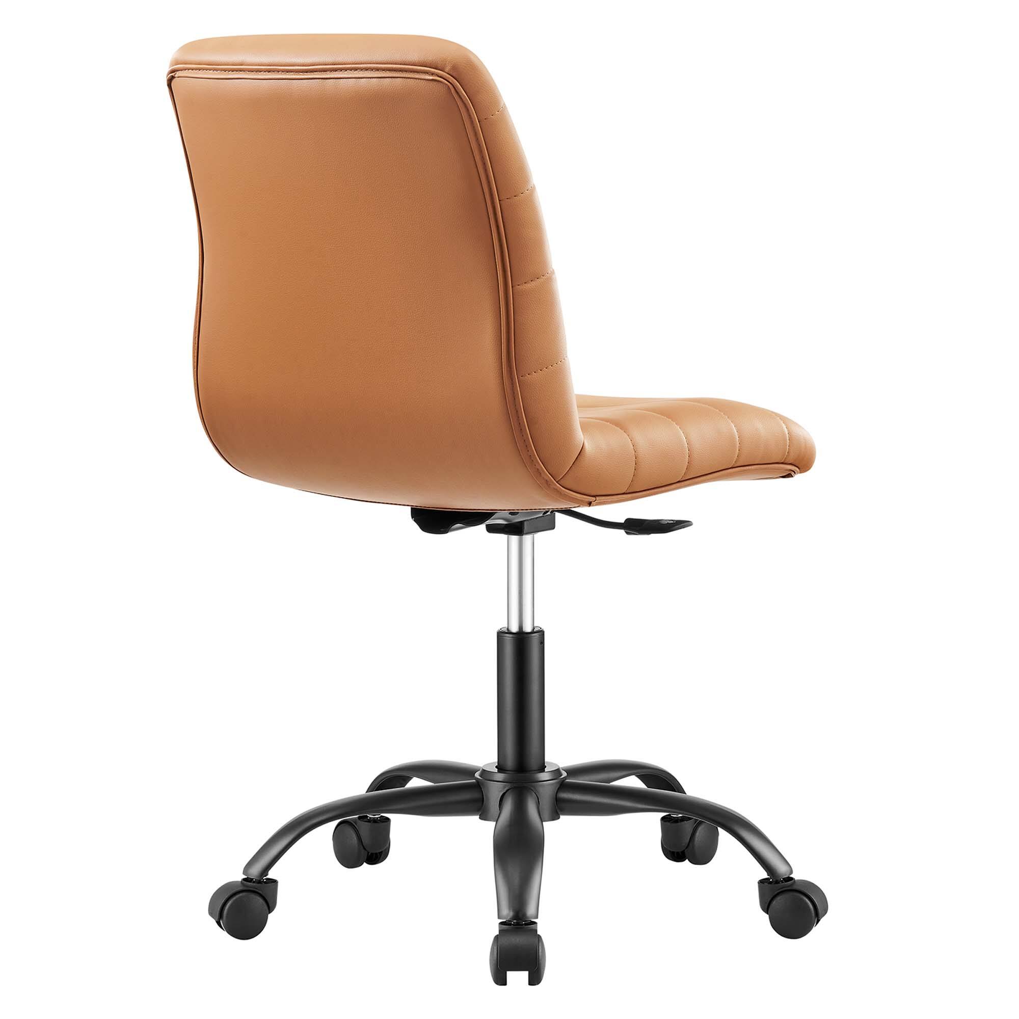 Alt View 2. Modway - Ripple Armless Vegan Leather Office Chair by Modway - Black Tan.