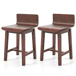 Gymax - Swivel Dining Chair Set of 2 Farmhouse Wooden Kitchen Chairs Armless Side Chairs - Walnut