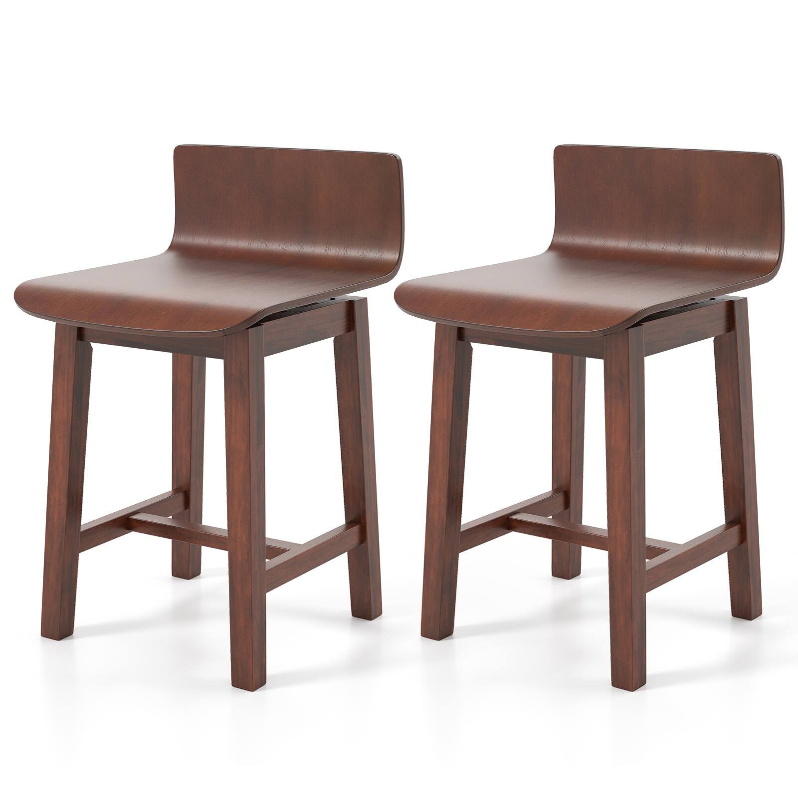 Front. Gymax - Gymax Swivel Dining Chair Set of 2 Farmhouse Wooden Kitchen Chairs Armless Side Chairs - Walnut.