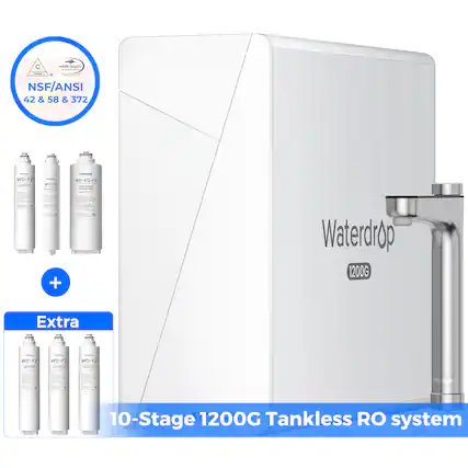 C Aa QLALITT - - - d NSF/ANSI 42 & 58 & 372 WD-F2 | WOHSG - WD-X12-F3 : | + Waterdrop 1200G Extra : : : WD-F2 WD2 baco 10-Stage 1200G Tankless RO system