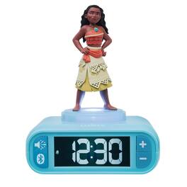 Lexibook - Disney Moana, Digital alarm clock, 3D night light, Bluetooth speaker, LCD backlit display, sound effects button, snooze - Blue