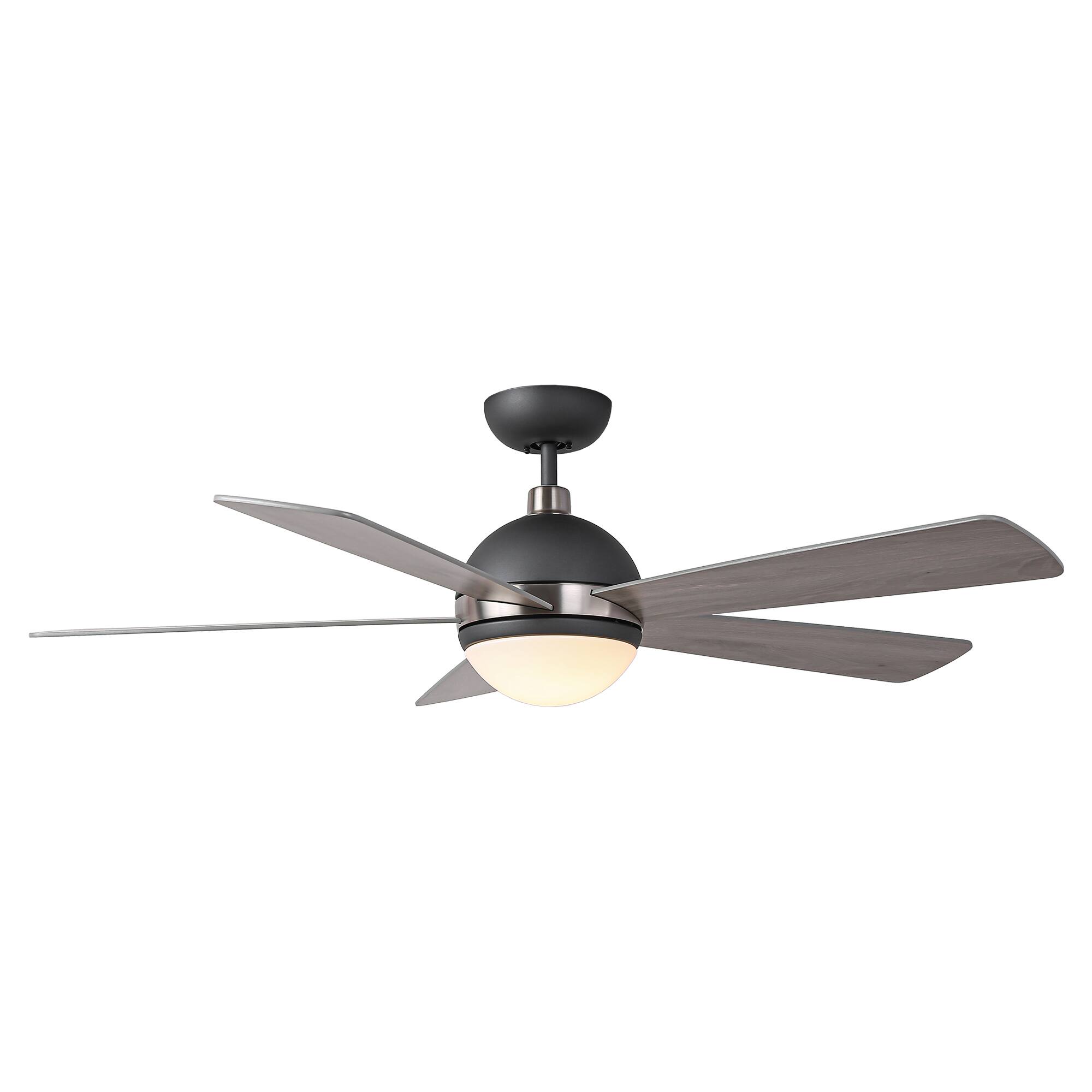 Alt View 2. Parrot Uncle - 52" Modern Gray Wooden Ceiling Fan with Light and Remote - Graphite.
