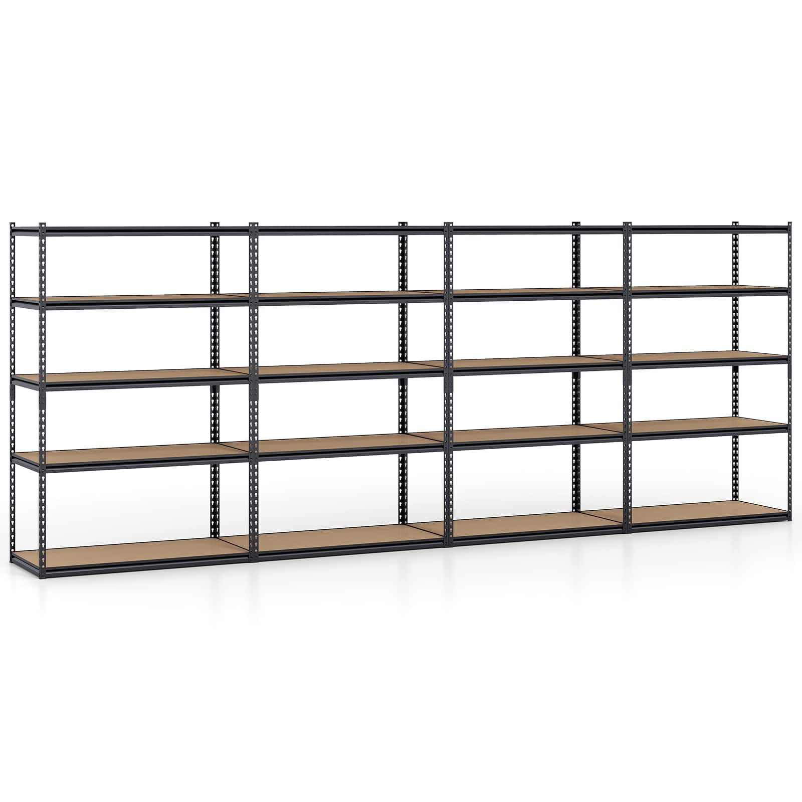 Costway - 4 PCS 72" H x 48" W x 24" D 5-Tier Garage Shelving Unit 2200 LBS Metal Shelves - Black