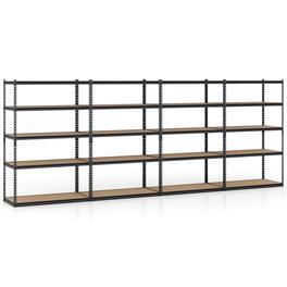 Costway - 4 PCS 72" H x 48" W x 24" D 5-Tier Garage Shelving Unit 2200 LBS Metal Shelves - Black