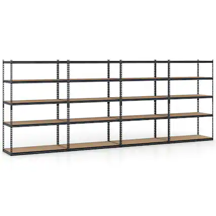 Front. Costway - Costway 4 PCS 72" H x 48" W x 24" D 5-Tier Garage Shelving Unit 2200 LBS Metal Shelves - Black.