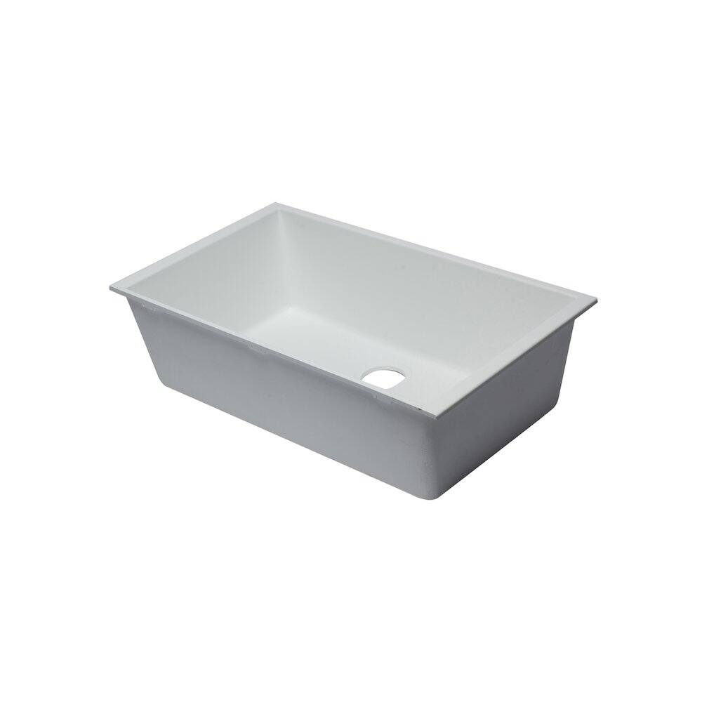 Front. Alfi - ALFI brand White 33 Single Bowl Undermount Granite Composite Kitchen Sink - White.