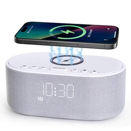 Dazzed Corner - Sound Machine Alarm Clock, Bluetooth Speaker with Wireless Charging - Light Gray