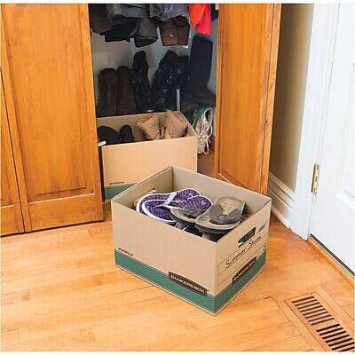 Alt View 1. Bankers Box - Bankers Box Stor/File Medium-Duty FastFold File Storage Boxes, Lift-Off Lid, Letter/Legal Size, Brown, 20/Pack (1277008) - Kraft and Green.