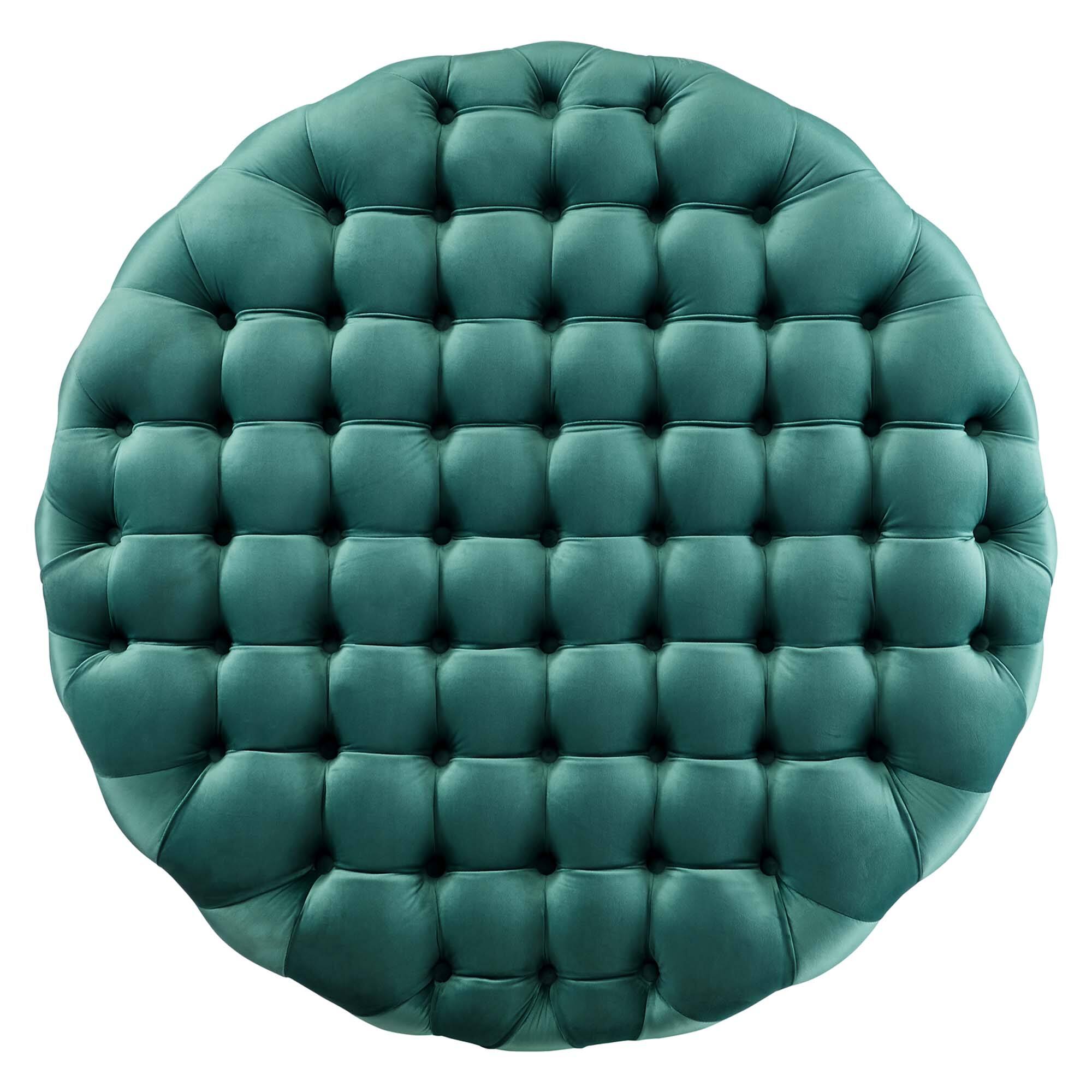Alt View 2. Modway - Amour Tufted Button Large Round Performance Velvet Ottoman by Modway - EEI-5469-TEA.