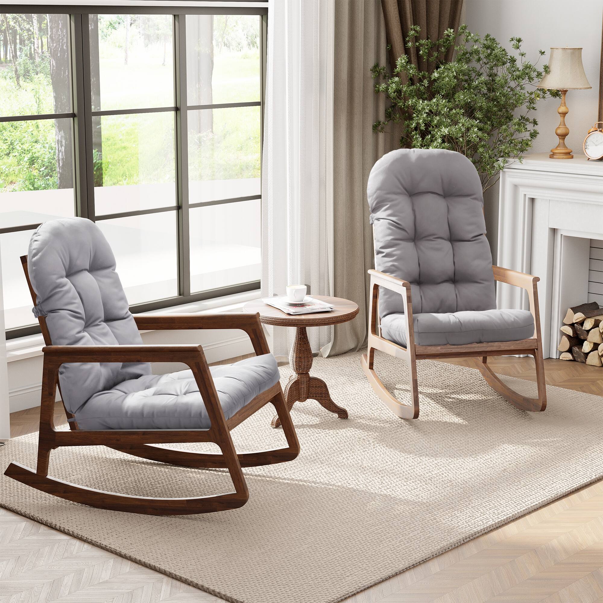 Alt View 5. Crestlive Products - Crestlive Products Outdoor High Back Adirondack Rocking Chair Cushions - Light gray.