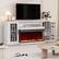 Front. U-HOMY - 70" Electric Fireplace TV Stand with 3-Sided Glass Fireplace, LED Light Entertainment Console - White.