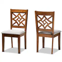 Baxton Studio - Nicolette Modern Fabric Upholstered and Finished Wood 2-Piece Dining Chair Set - Grey/Walnut Brown
