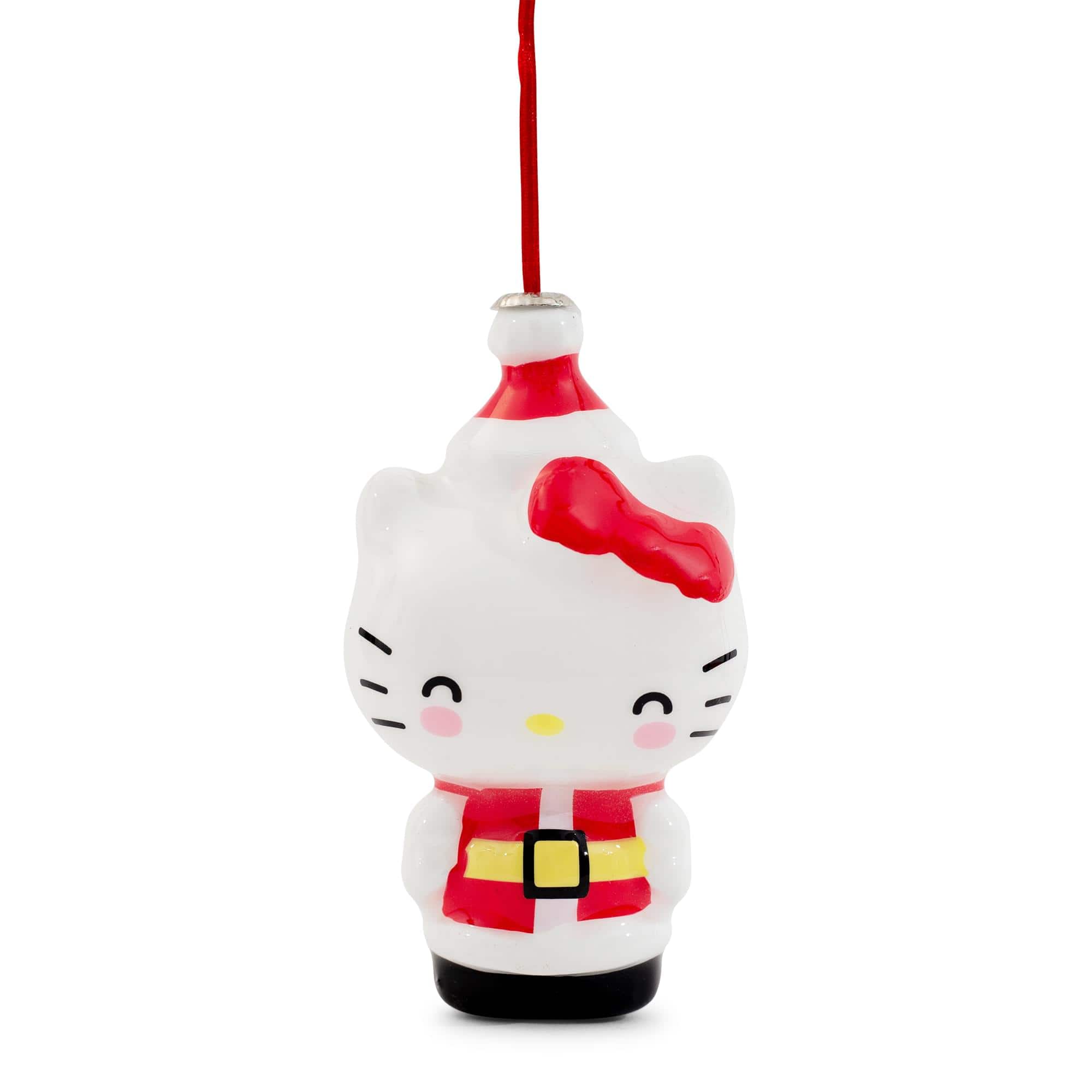Surreal Entertainment - Sanrio Hello Kitty Santa 4-Inch Shatterproof Decoupage Ornament - Red