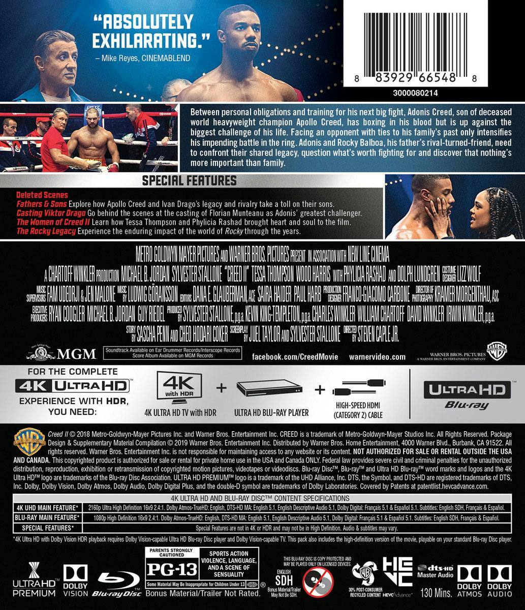 Back. Creed II (4K Ultra HD + Blu-ray) [UHD].