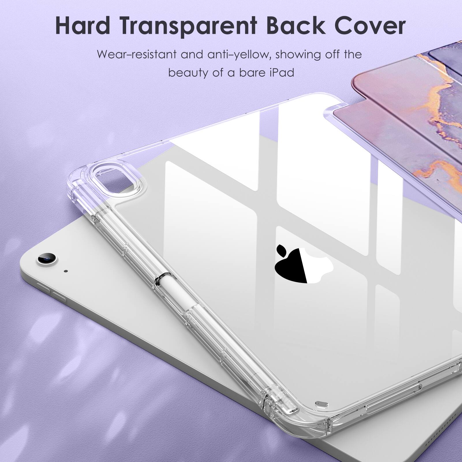 Hard Transparent Back Cover

Wear-resistant and anti-yellow, showing off the beauty of a bare iPad