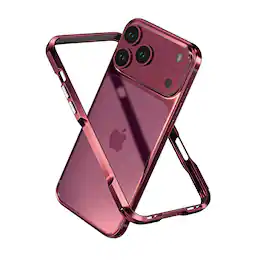 UUCOVER - Metal Bumper Case for Apple iPhone 18 Pro Shockproof Aluminum Alloy Bumper Frame - Cherryred