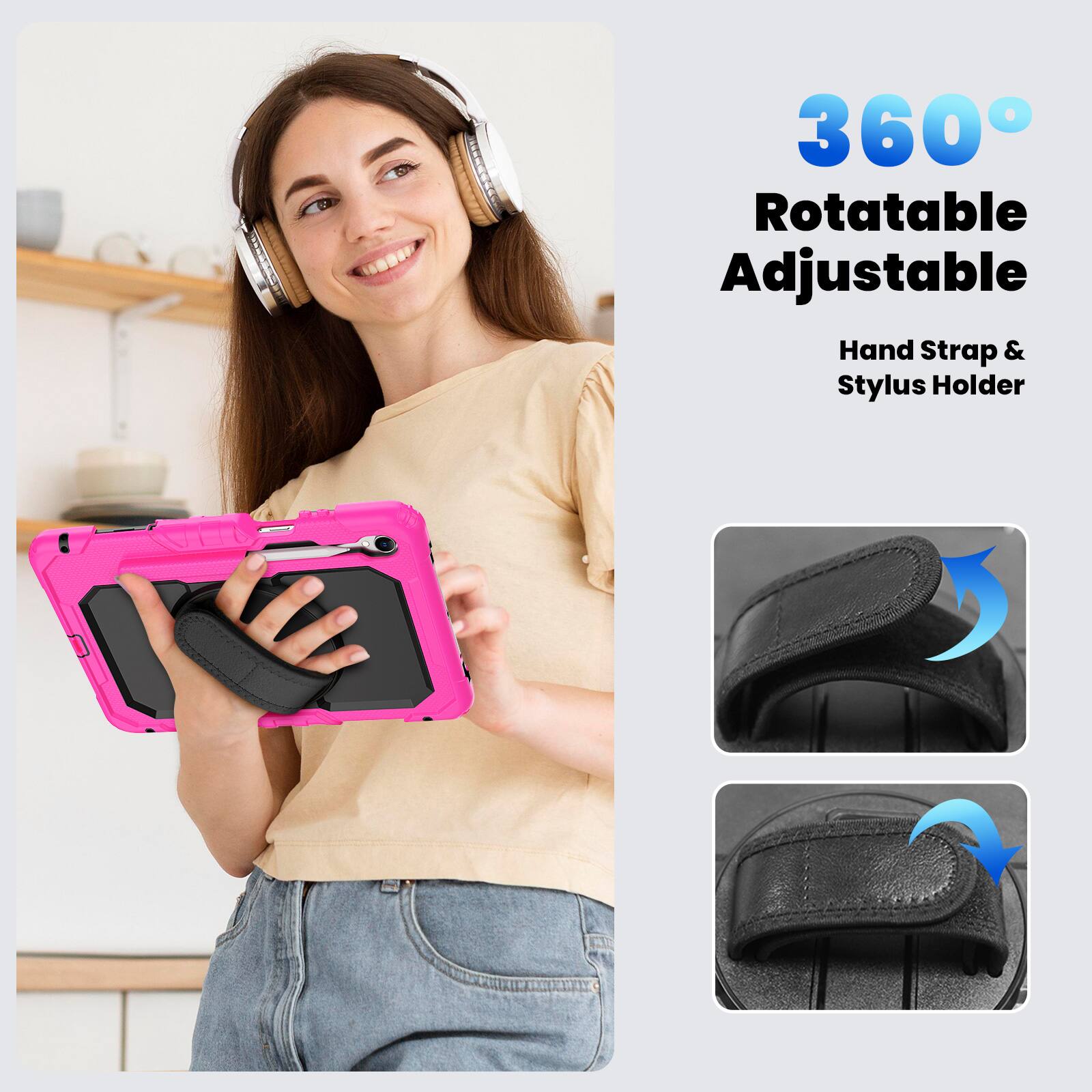 360° Rotatable Adjustable Hand Strap & Stylus Holder