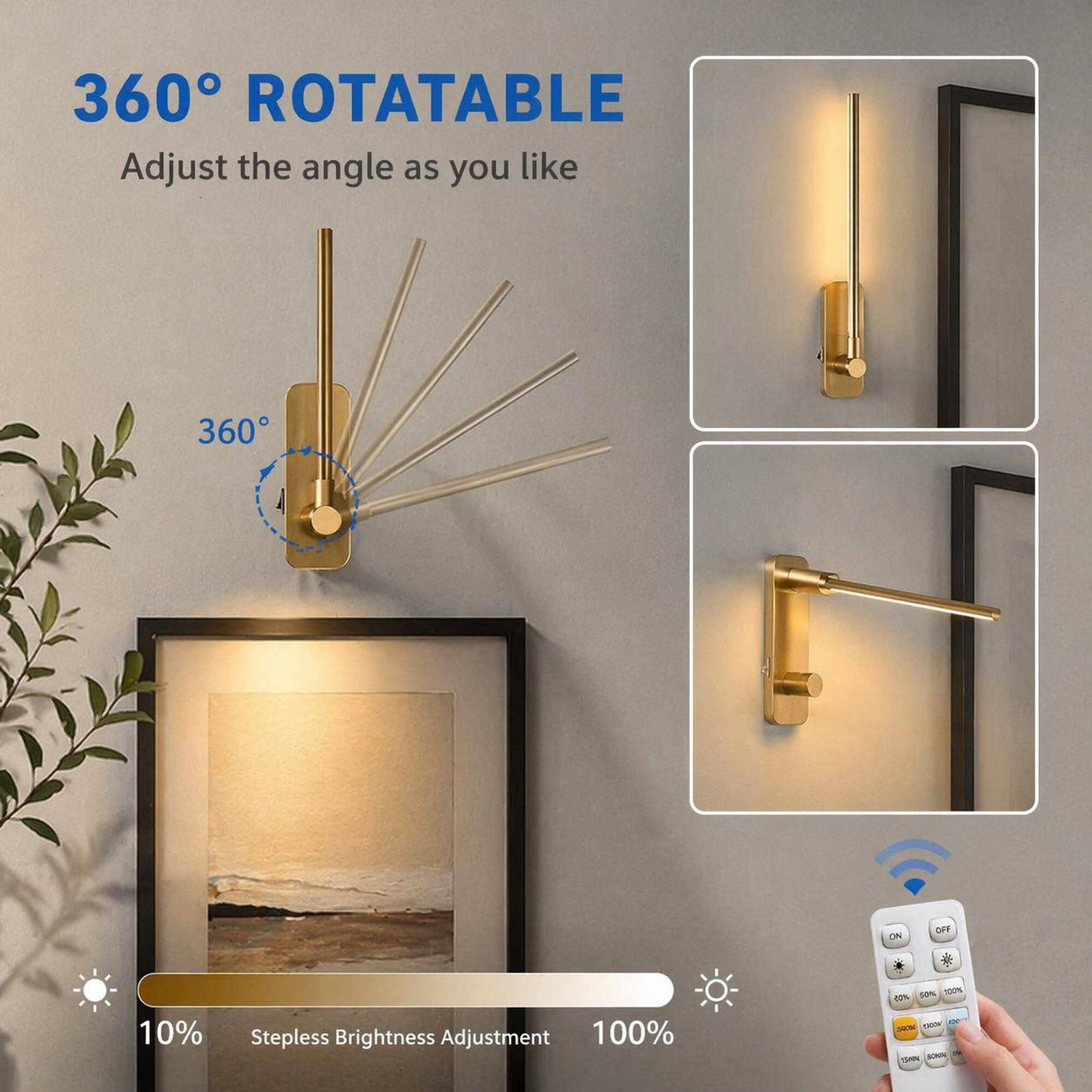 360° ROTATABLE  
Adjust the angle as you like  

360°  

ON  
OFF  

10%  
Stepless Brightness Adjustment 100%  
50% 100% 10%  

SONNA No SMN
