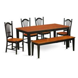 East West Furniture - Dining Room Set Black & Cherry - Brown