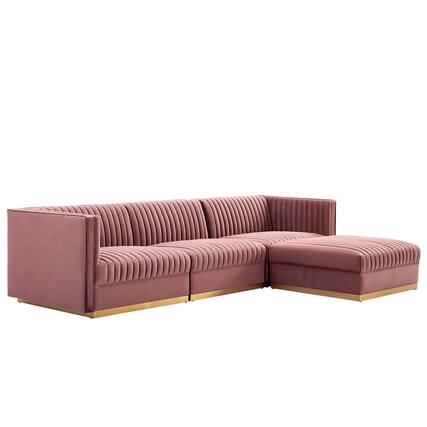 Front. Modway - Sanguine 4-Piece Channel Tufted Performance Velvet Modular Sectional Sofa by Modway - Red.