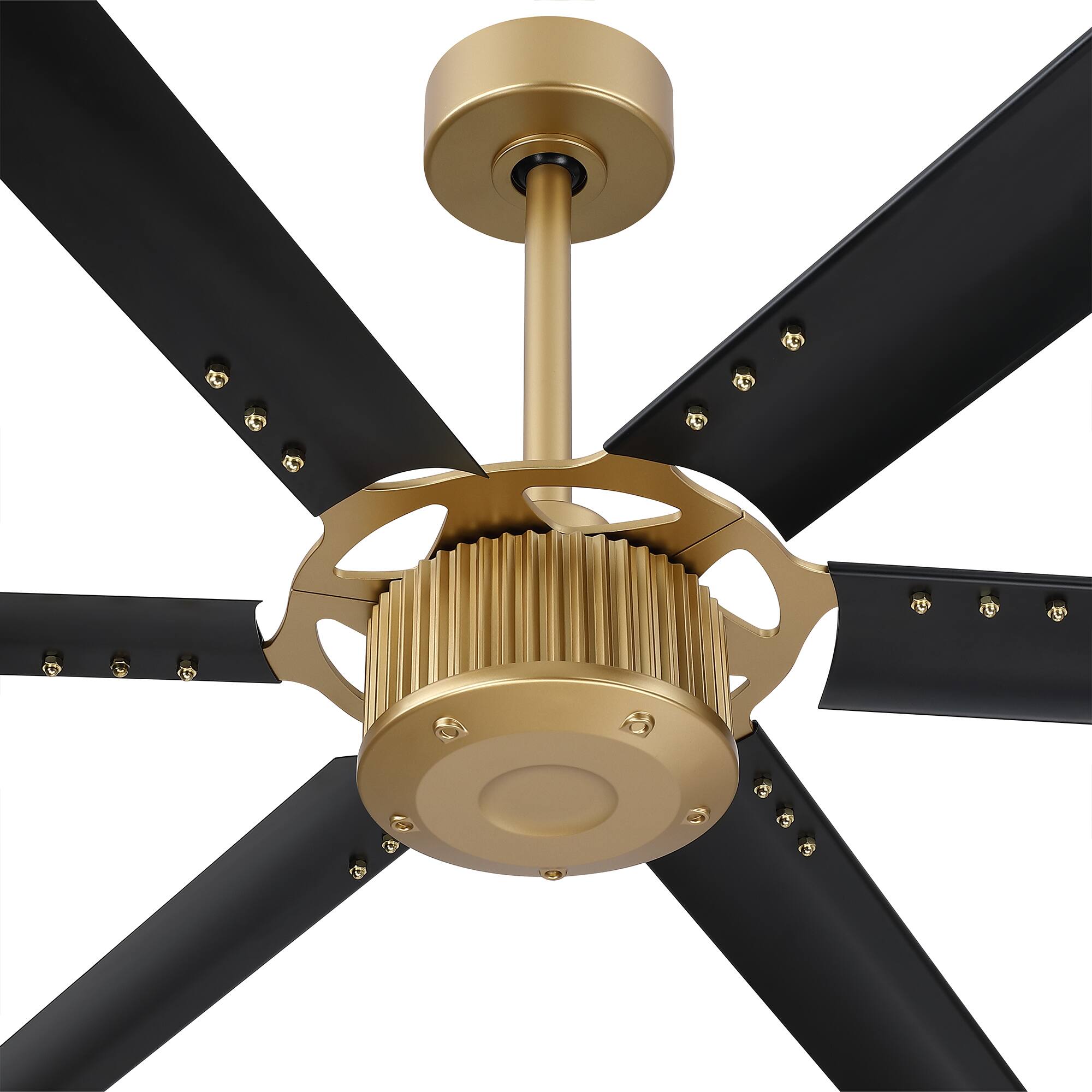 Alt View 7. Parrot Uncle - 96" Industrial 6 Aluminum Blades HVLS Ceiling Fan with Remote, No Light for Wareshop - Black.
