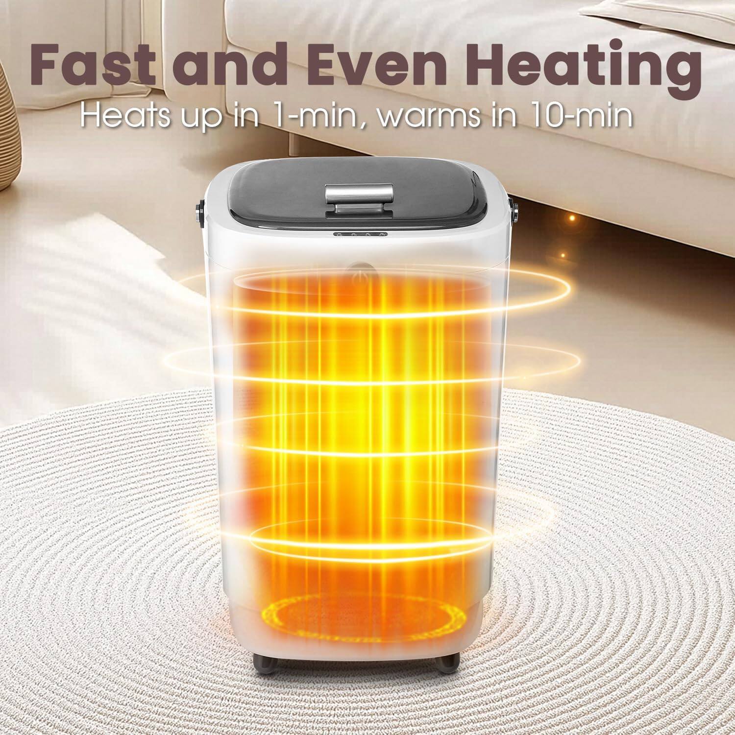 Fast and Even Heating  
Heats up in 1-min, warms in 10-min