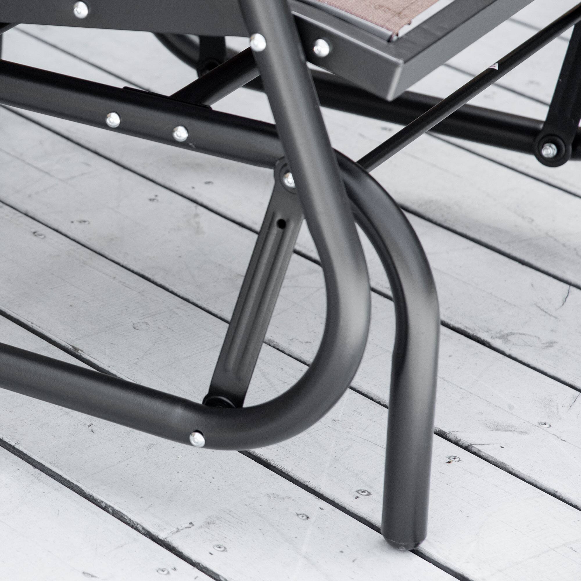 Alt View 5. Outsunny - Porch Glider, Metal Frame Swing Glider Chair with Breathable Mesh Fabric, Curved Armrests and Steel Frame for Garden - Brown.