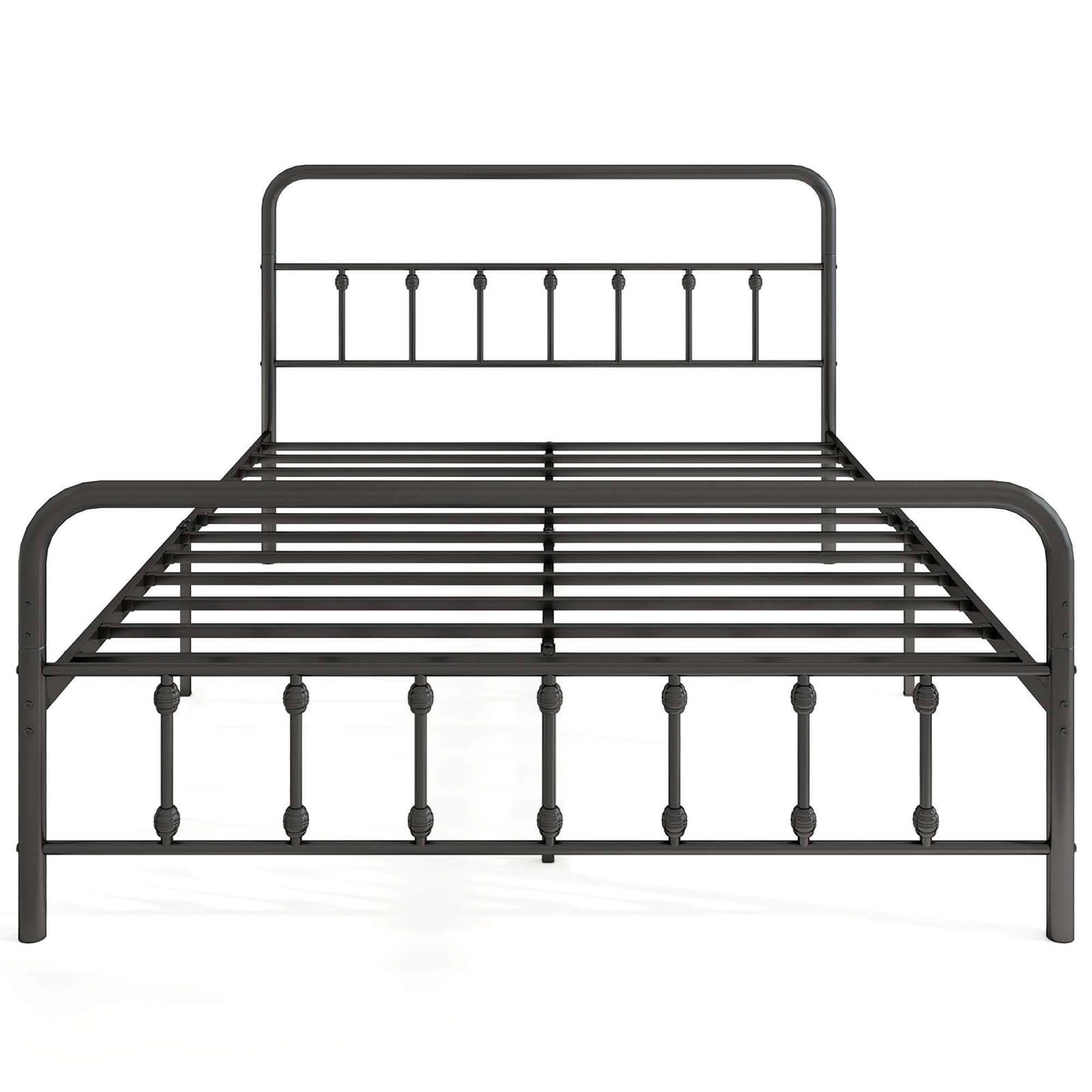 Costway - Queen Size Bed Frame with Headboard Under Bed Storage No Box Spring Needed - Black