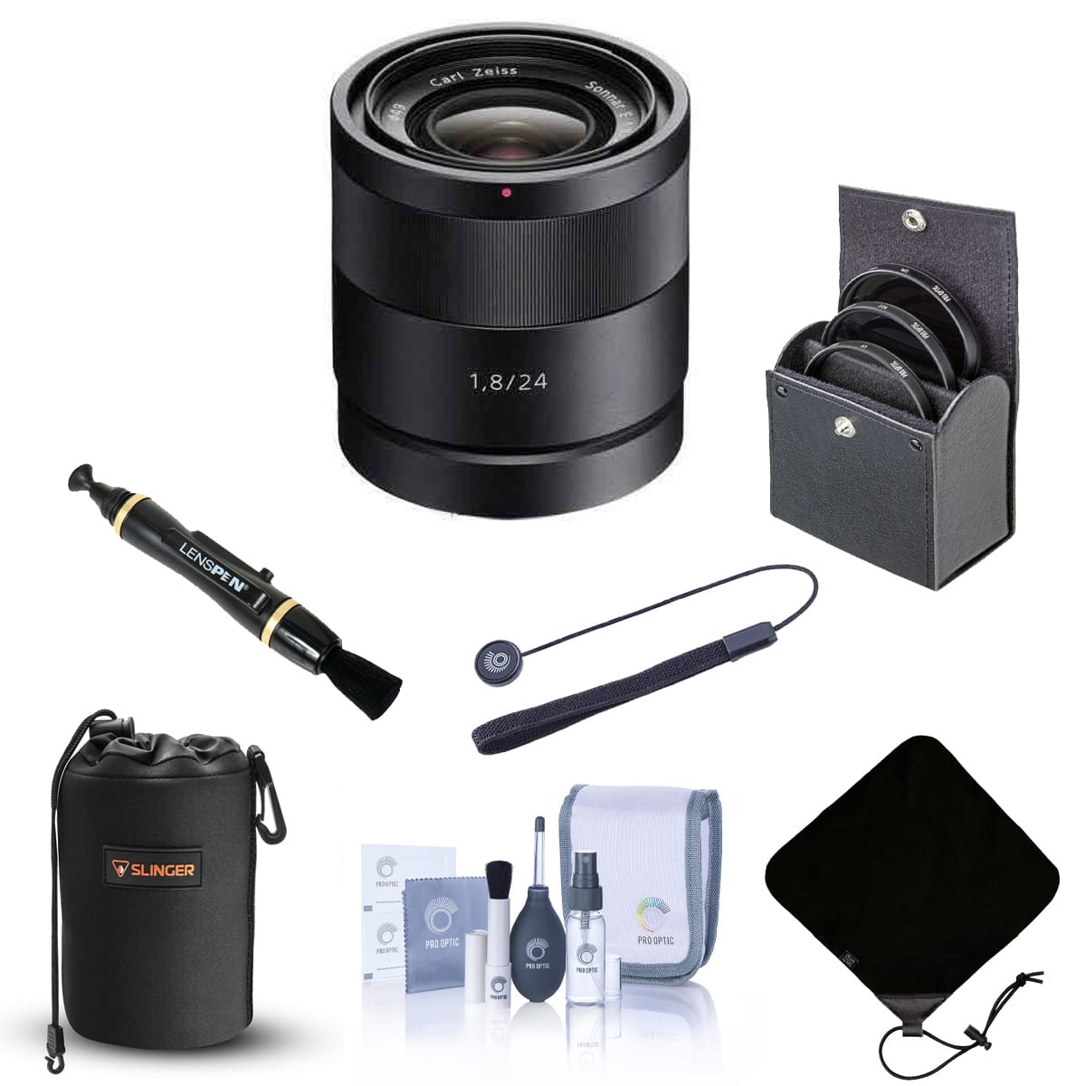 Sonnar T* E 24mm f/1.8 ZA Lens for Sony E, Bundle with ProOptic 49mm Filter Kit, Lens Pouch, Lens Wrap, Cleaning price history on PriceWatchPro