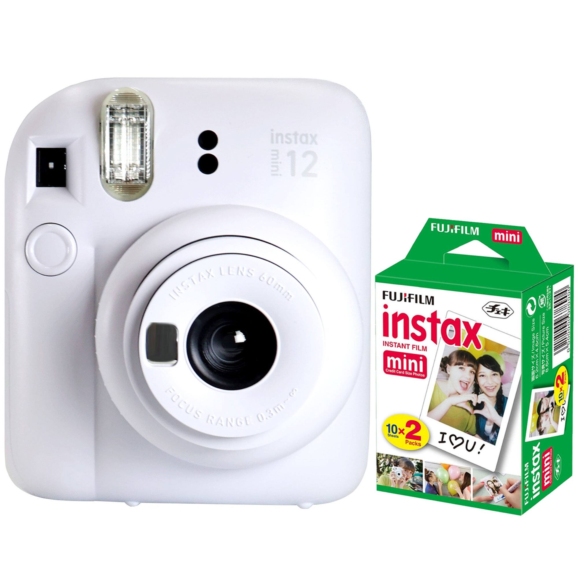 Fujifilm - INSTAX MINI 12 Instant Film Camera (Clay 2x10 Mini Instax Film - White