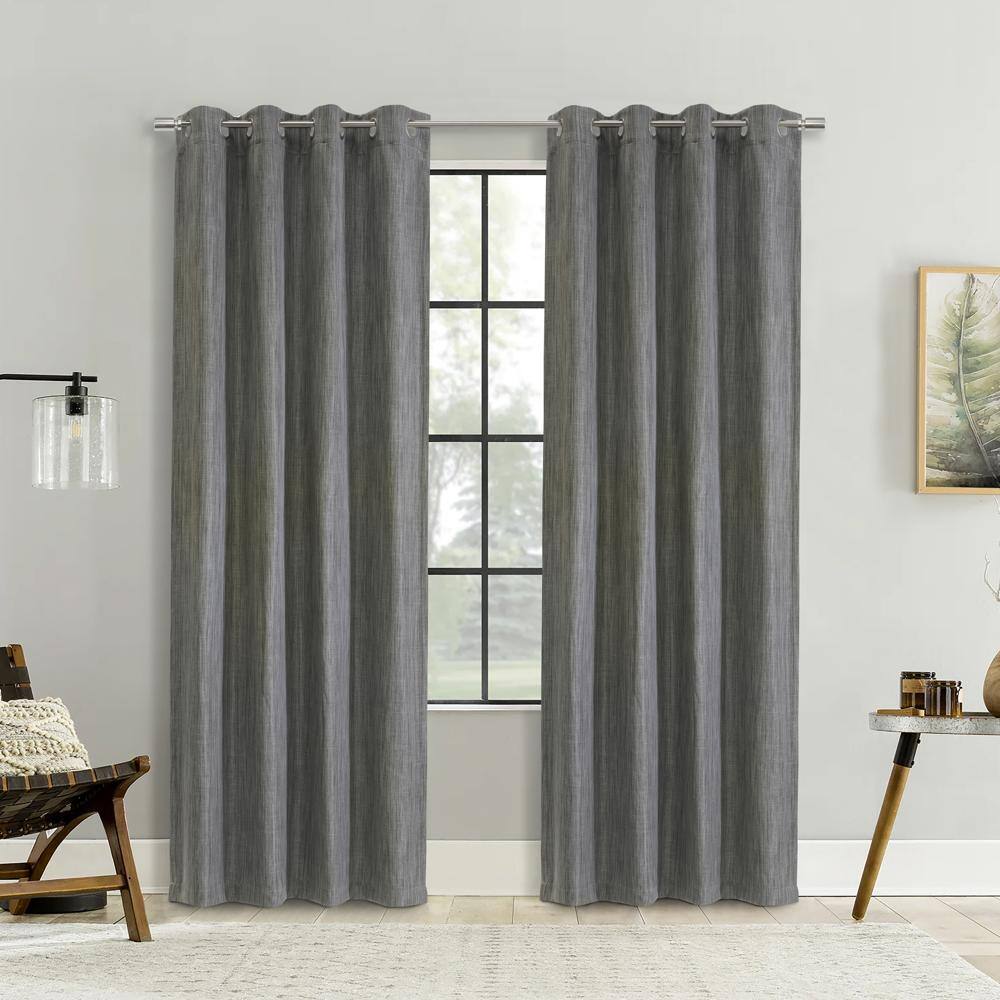 Angle. Commonwealth Home Fashions - Thermalogic Bryson Provides UV Protection Exclusive Room Darkening Grommet Curtain Panel 52" x 95" Grey - Grey.