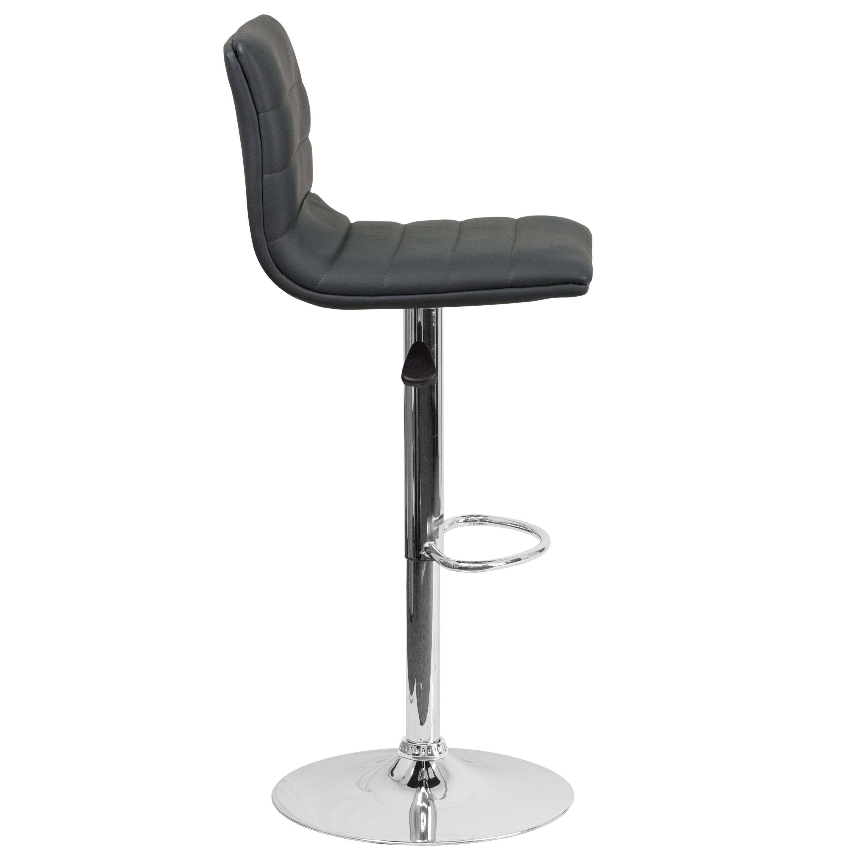 Alt View 16. Alamont Home - Modern Vinyl Adjustable Height Barstool with Horizontal Stitch Back - Gray.