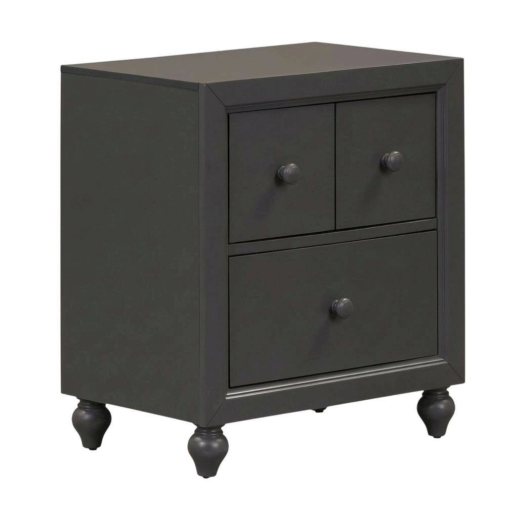 Angle. Starlight Canyon Home - Dark Gray Nightstand with Melamine & Rubberwood Frame for Cozy Bedroom - Gray.