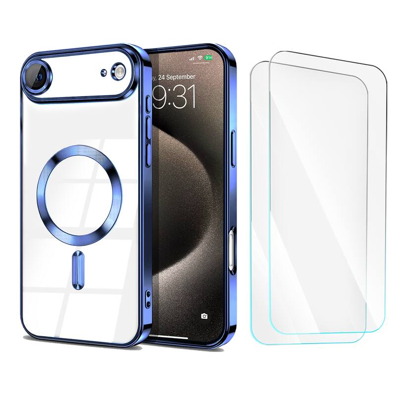Entronix - Premium Bundle for iPhone 17 Air: Luxury Case & 2 Screen Protectors - Blue