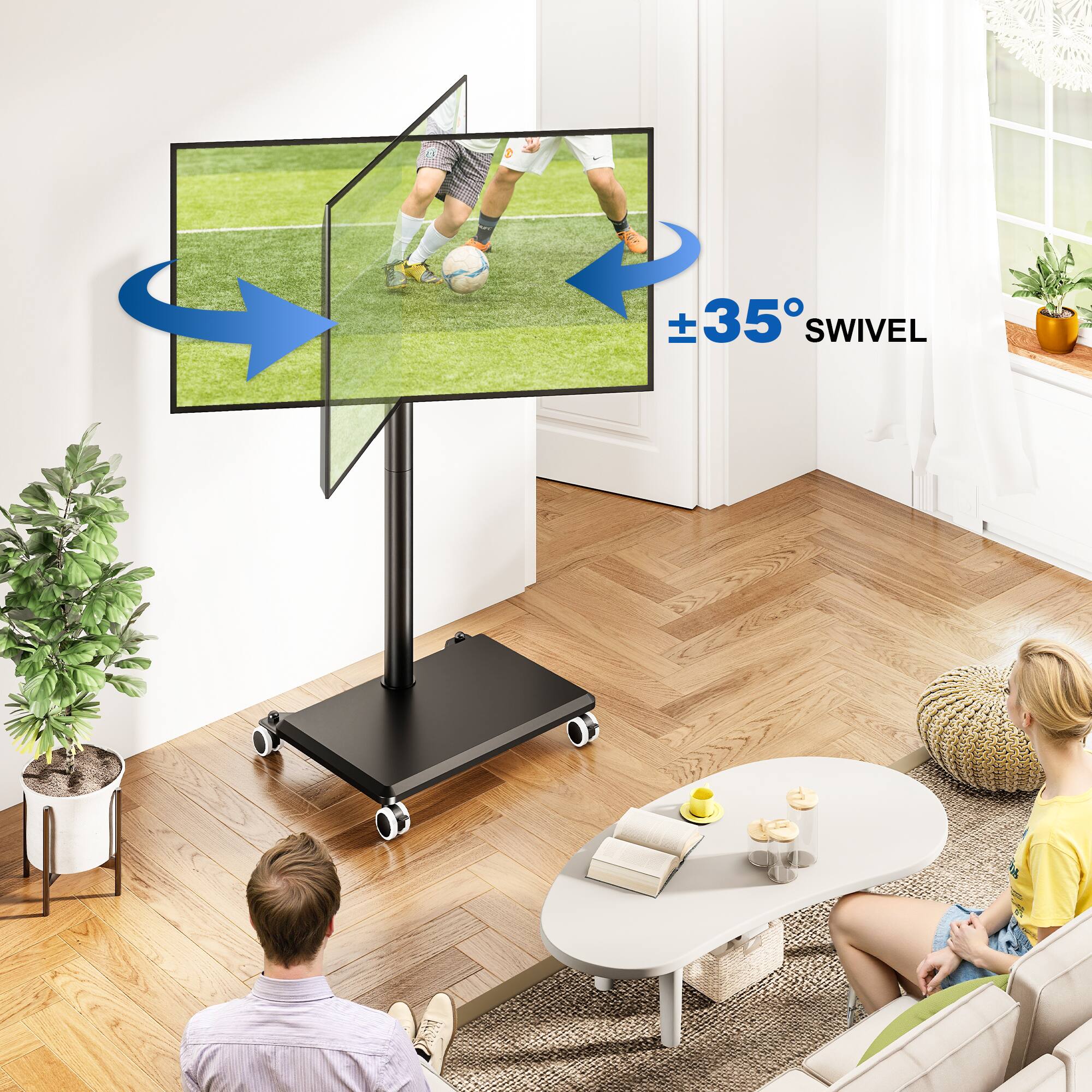 Alt View 3. Rfiver - Suitable for 32-60 inch rotatable and mobile TV stands - Black.