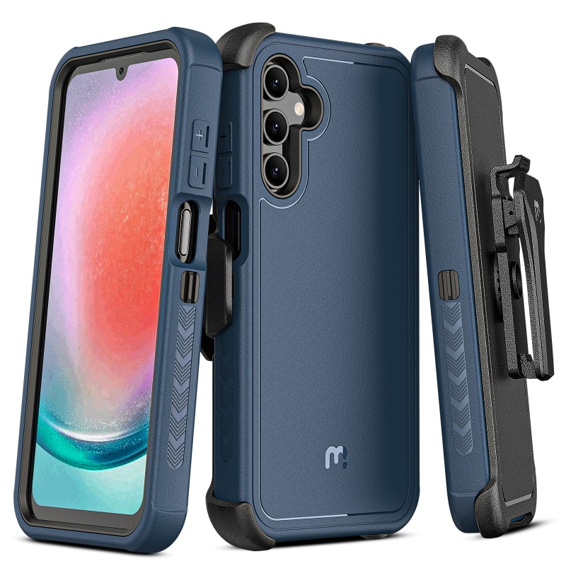 Front. Mybat Pro - MyBat Pro Maverick Series Case with Holster for Samsung Galaxy A15 5G - Blue - Blue.