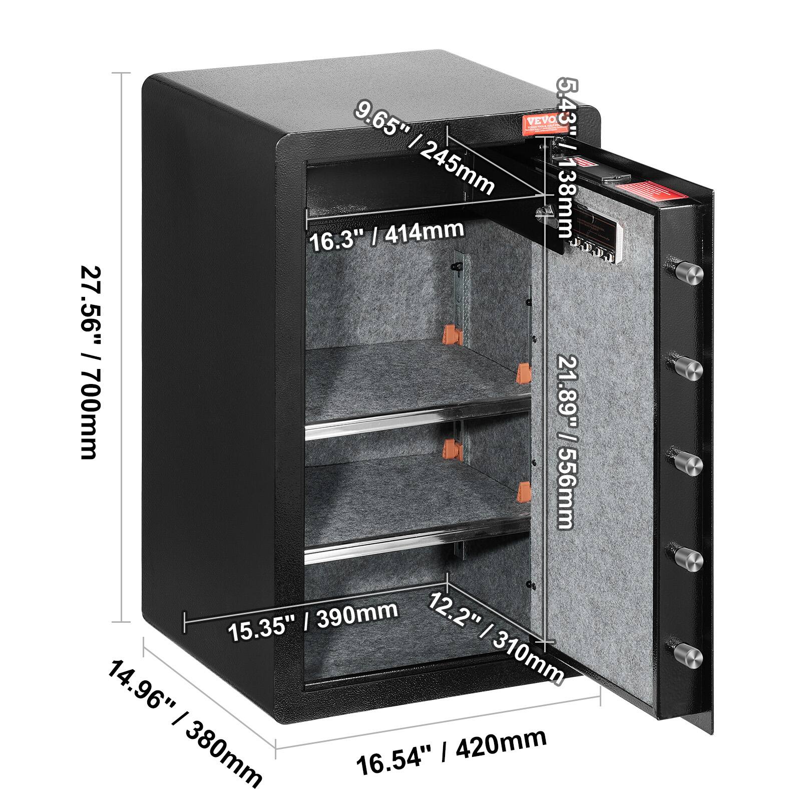 VEVOR Single Door 4.0 cu.ft Safe Box with Key Lock & Password