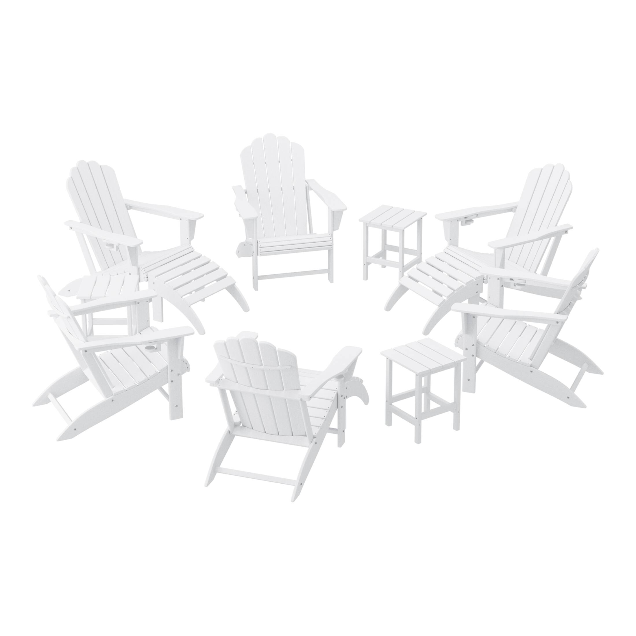 Front. WestinTrends - WestinTrends Highland 12-Piece HDPE Outdoor Patio Furniture Adirondack Chair Conversation Table Set - White.