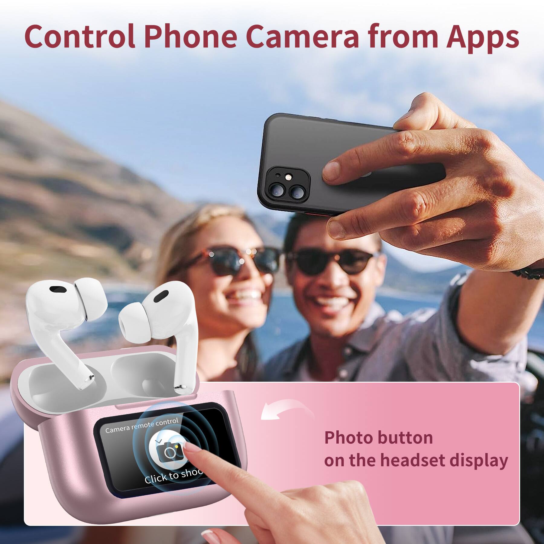 Control Phone Camera from Apps

Camera remote control
Click to shoot

Photo button on the headset display