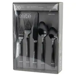 Gibson - Elite Earlston 20 Piece Stainless Steel Flatware Set - Black