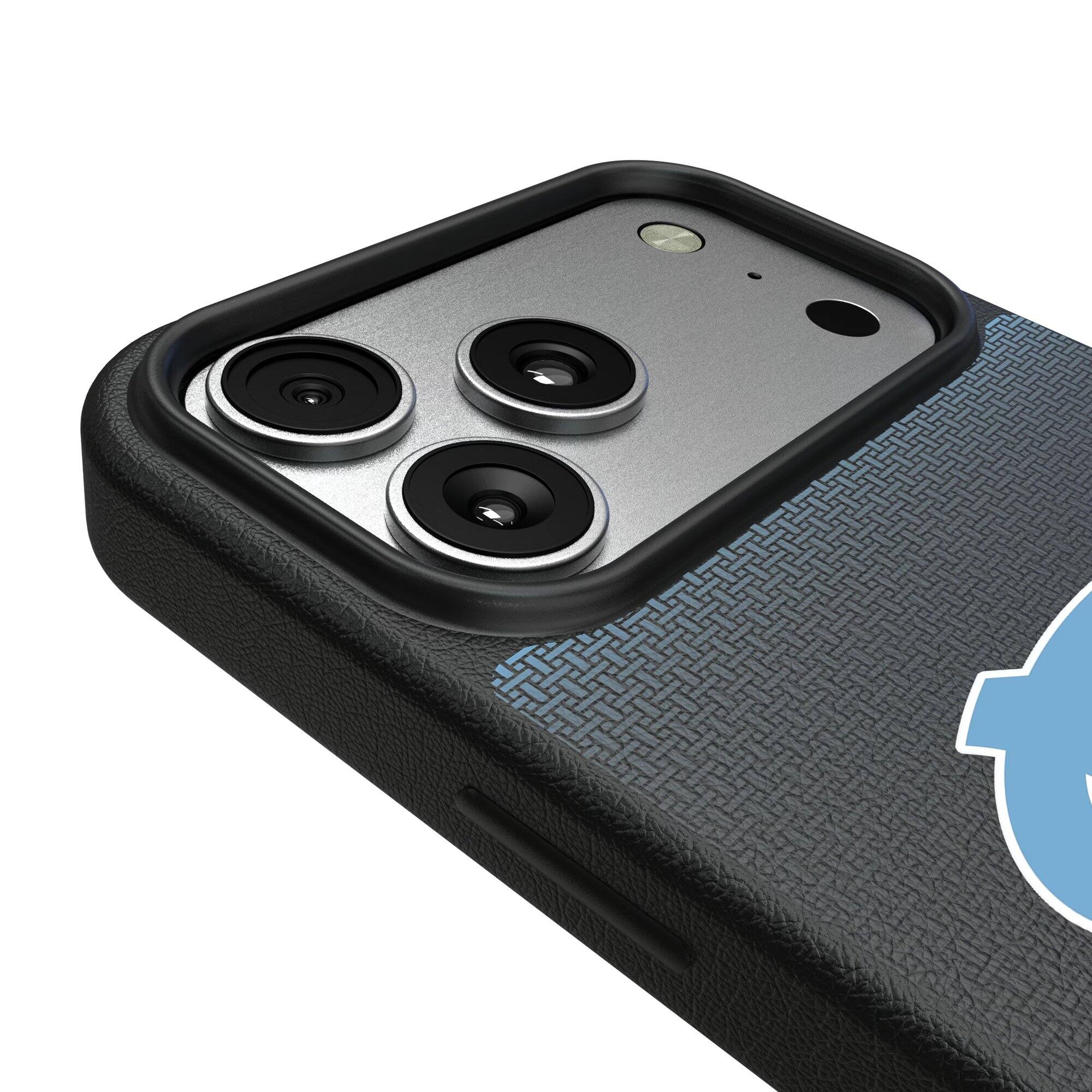 Alt View 2. Keyscaper - North Carolina Tar Heels Linen Logo iPhone Magnetic Bump Case - 17 - Black.