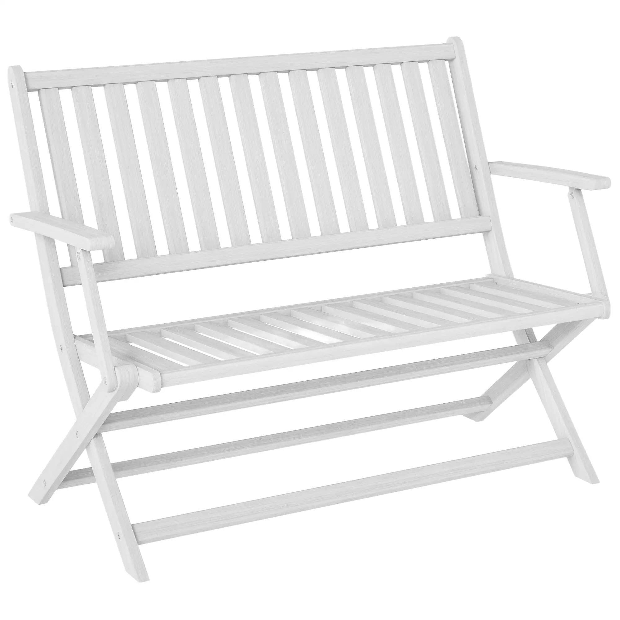 Front. Resenkos - Resenkos 2-Person Folding Bench with Back & Arm Support, Ideal for Garden, Porch, Park, Balcony, White - White.