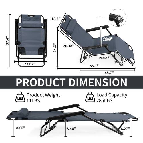 18.5"  
2.6"  
37.4"  
23.62"  
34.6"  
26.38"  
23.6"  
19.68"  
19.68"  
55.1"  
45.7"  

PRODUCT DIMENSION  

Product Weight: 11LBS  
Load Capacity: 285LBS  

8.65"  
8.46"  
8.27"