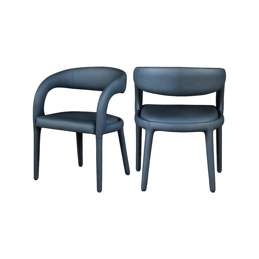 Front. Meridian Furniture - Sylvester Navy Vegan Leather Dining Chair - Blue.